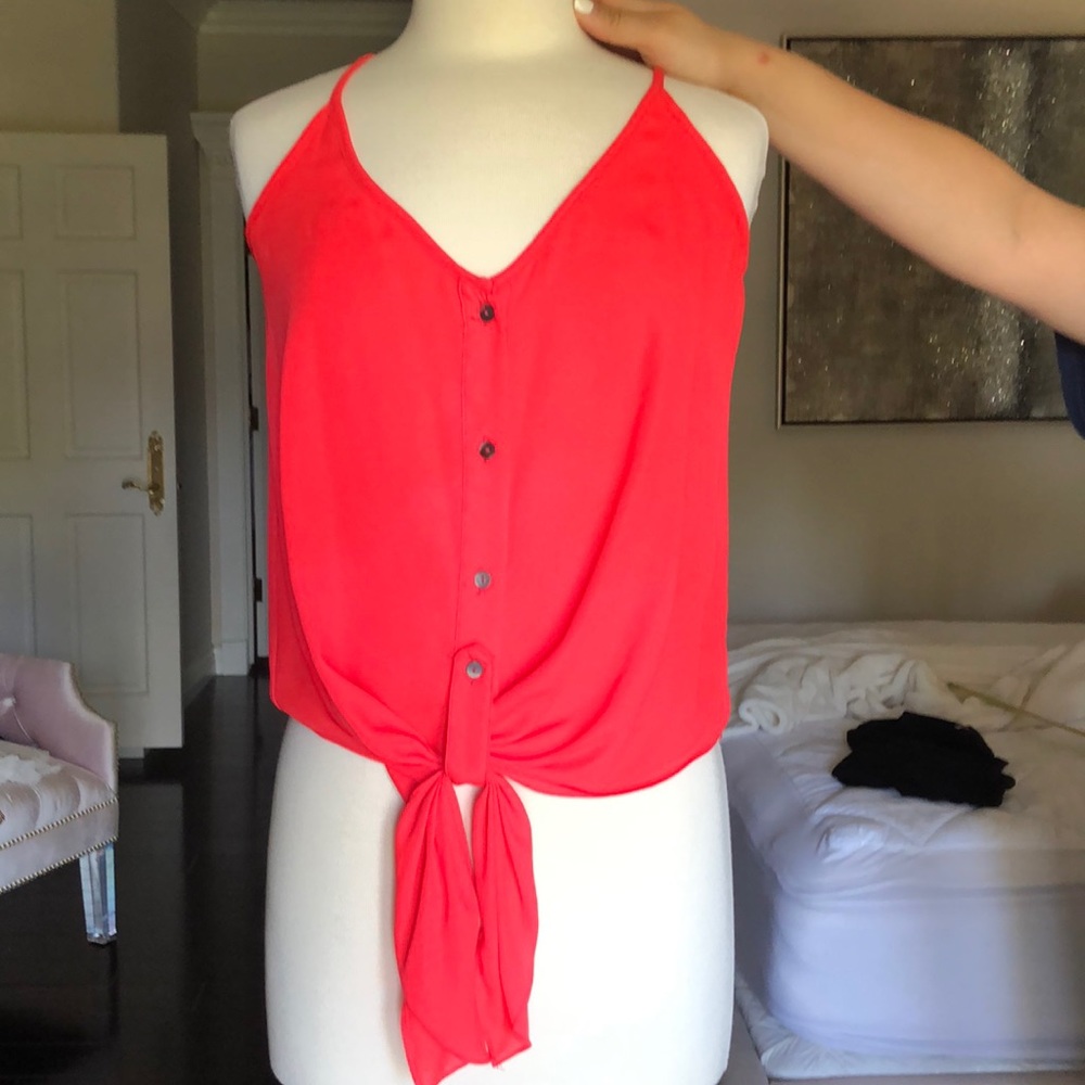 Neon coral tank top chiffon